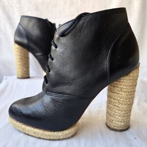 Loeffler Randall Nadia Women's Espadrille Leather Ankle Boots Black Size 7 B
